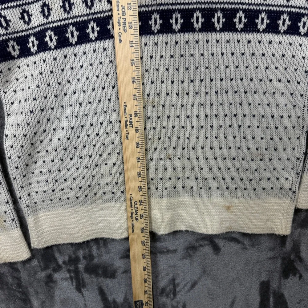 Unbranded Nordic Fair Isle Sweater Mens Medium White Navy Blue Snowflake Knit